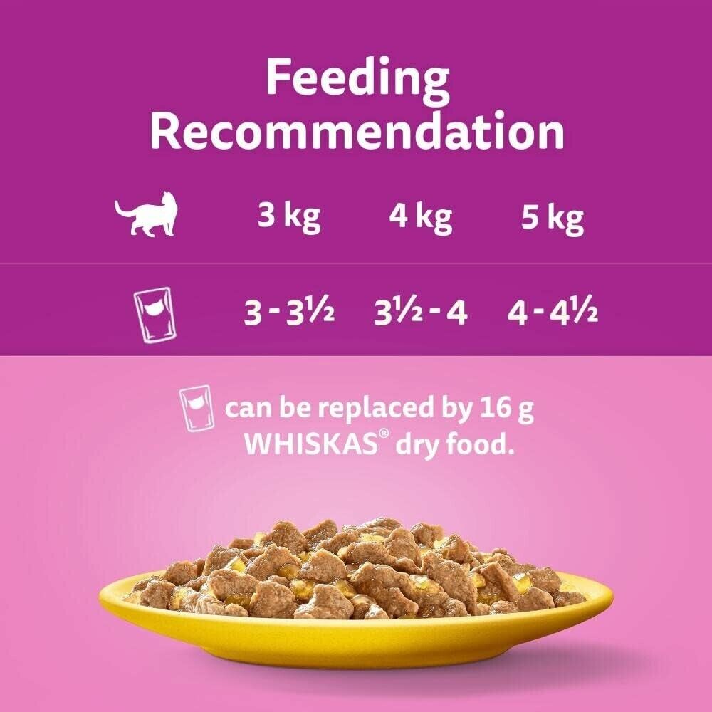 Whiskas Poultry Adult Wet Cat Food in Jelly Pouches 1+,40 x 85g