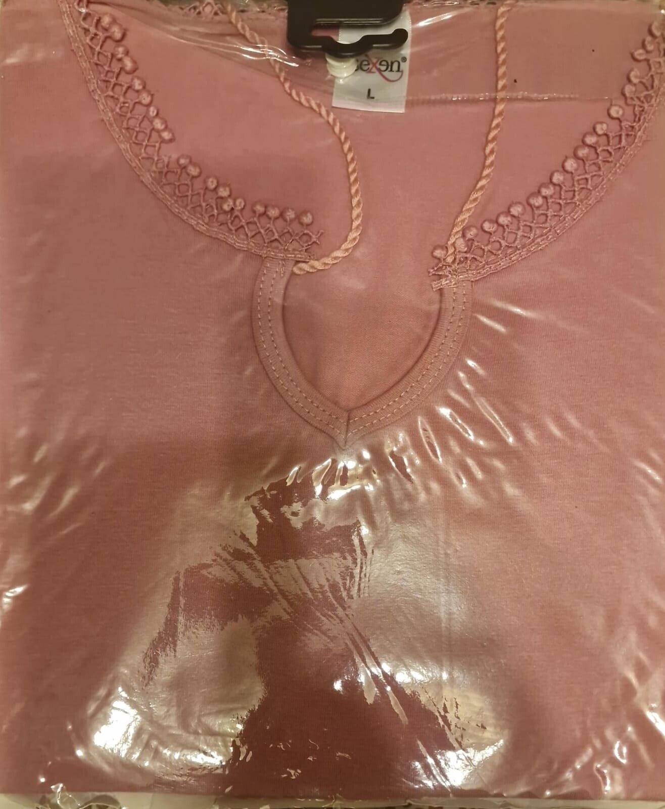 Women's cotton pajamas,Pink print three-quarter pants, Size L,Pink