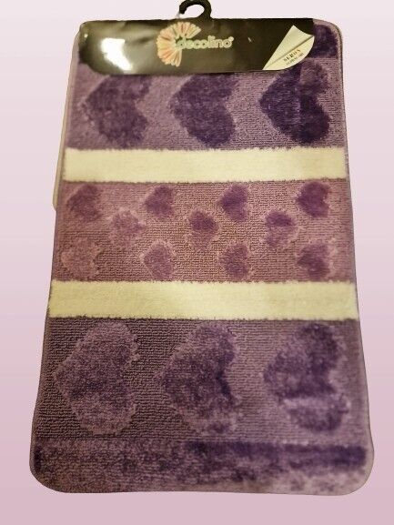 3 Pcs Non Slip Bathroom Mat Set, DecoNova Home, purple stripes