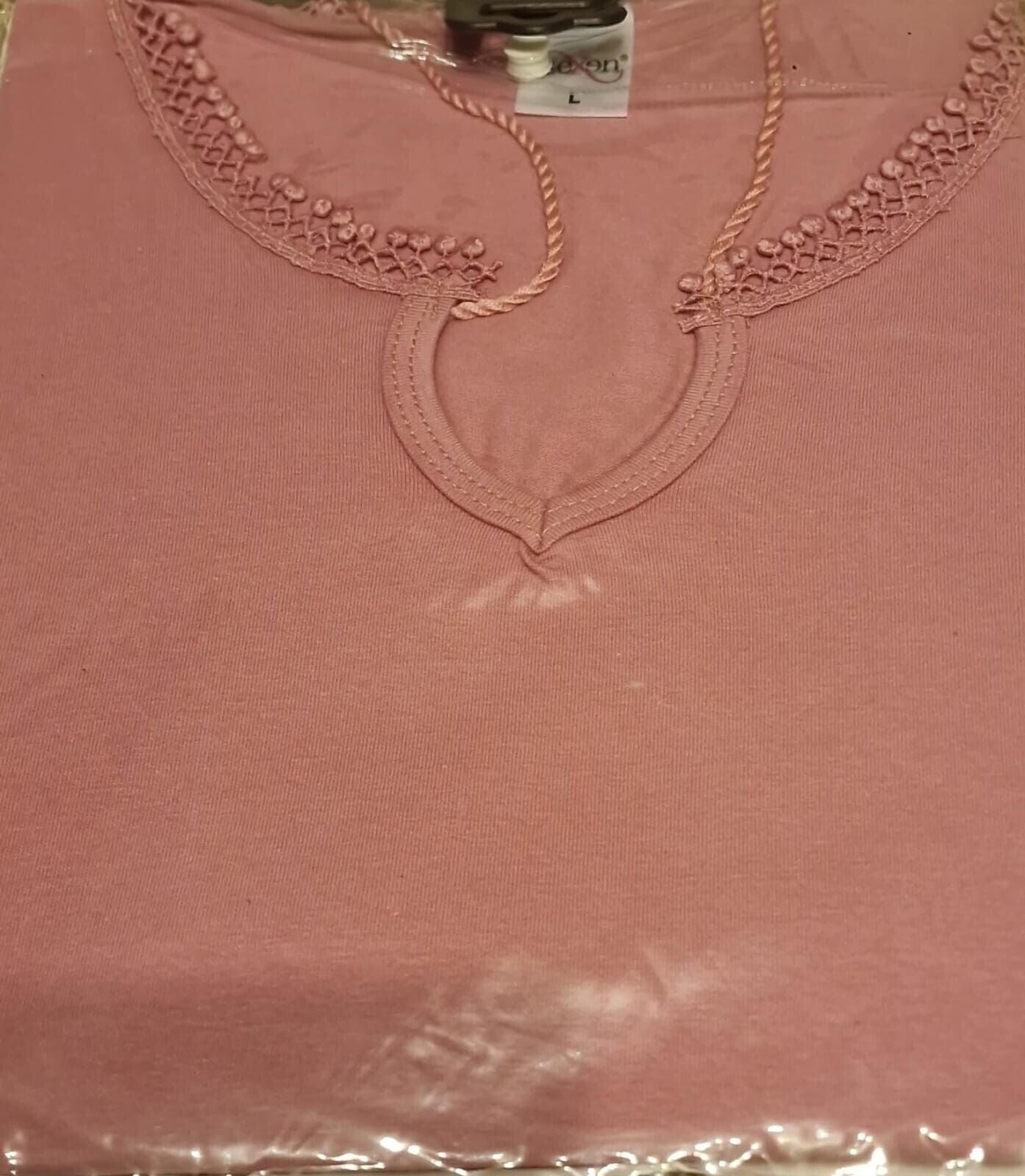 Women's cotton pajamas,Pink print three-quarter pants, Size L,Pink