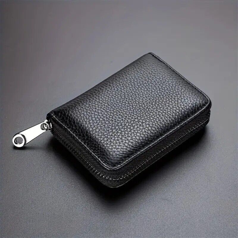 PU Leather Credit Card Holder Card Bag, Zipper Wallet With 20 Card Slots,Brown