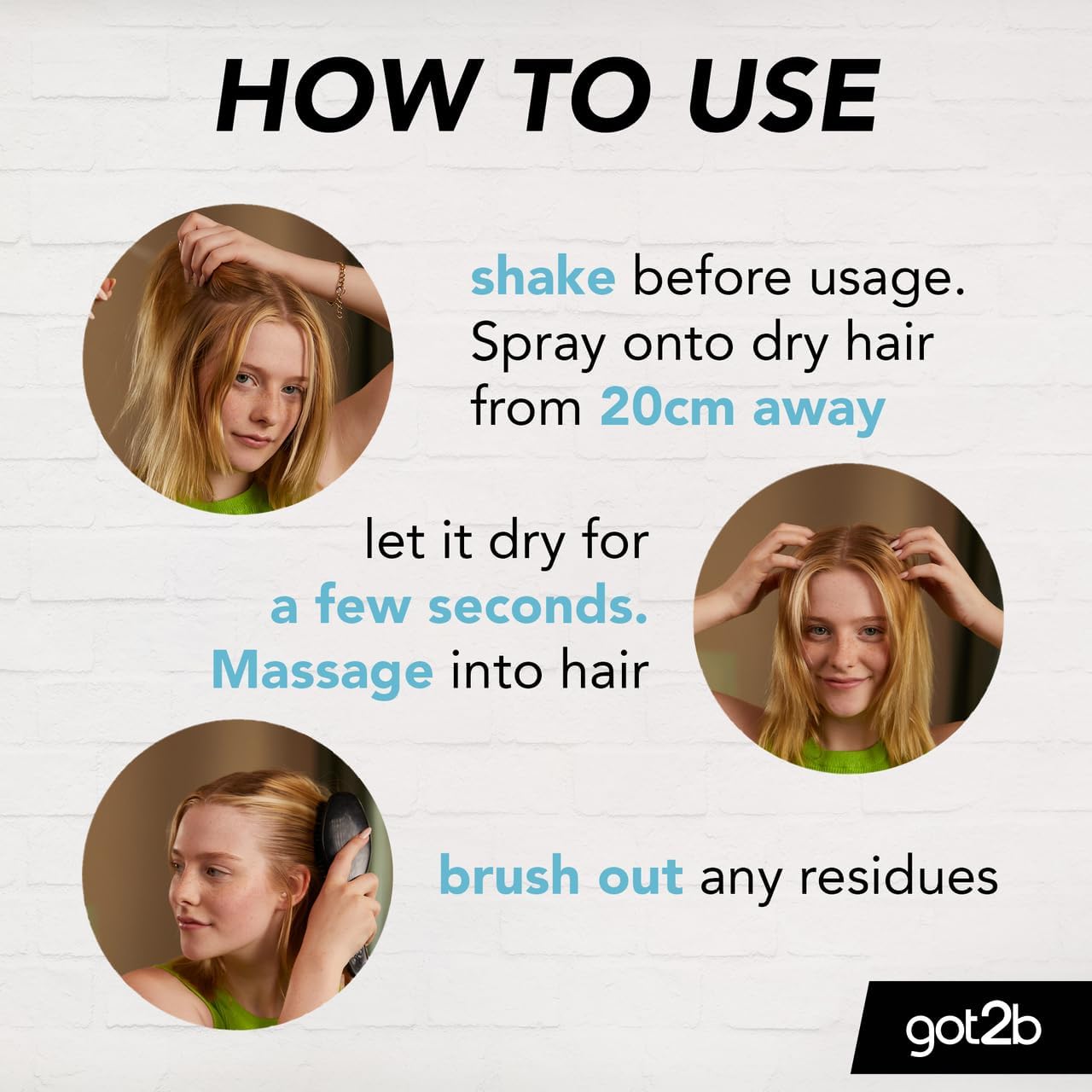 got2b Fresh It Up, No Rinse Spray to Refresh Hair in Between Washes, No White Residue, Dry Shampoo, Extra Volume 200ml