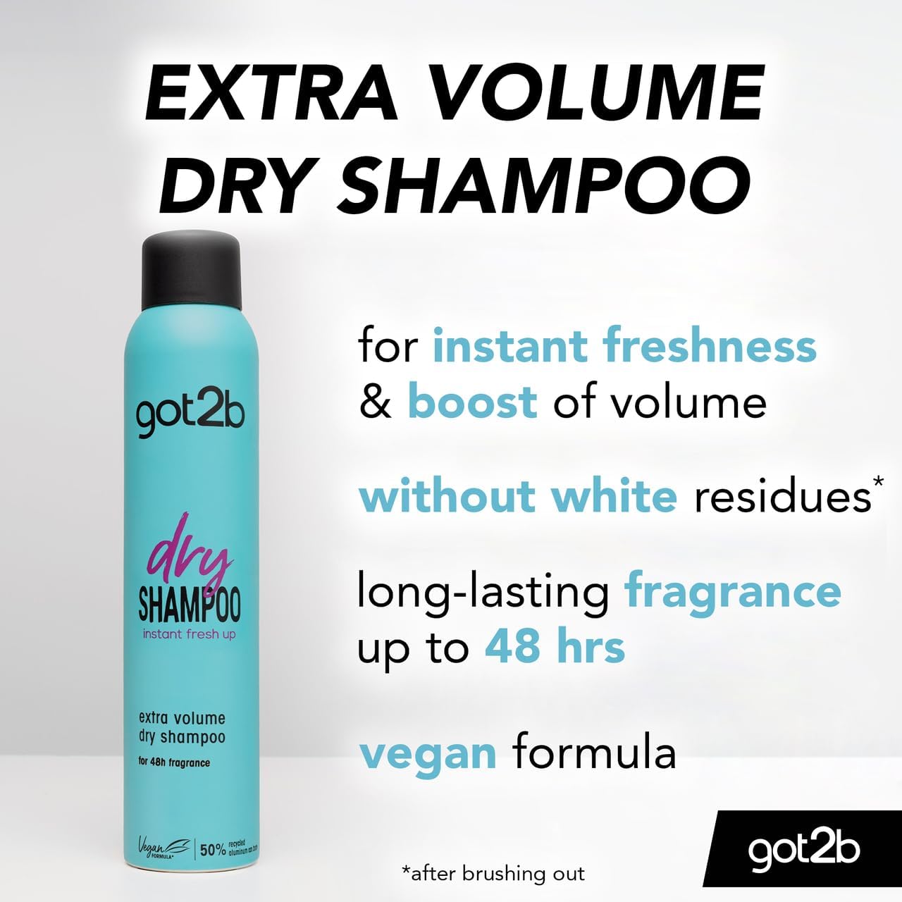 got2b Fresh It Up, No Rinse Spray to Refresh Hair in Between Washes, No White Residue, Dry Shampoo, Extra Volume 200ml