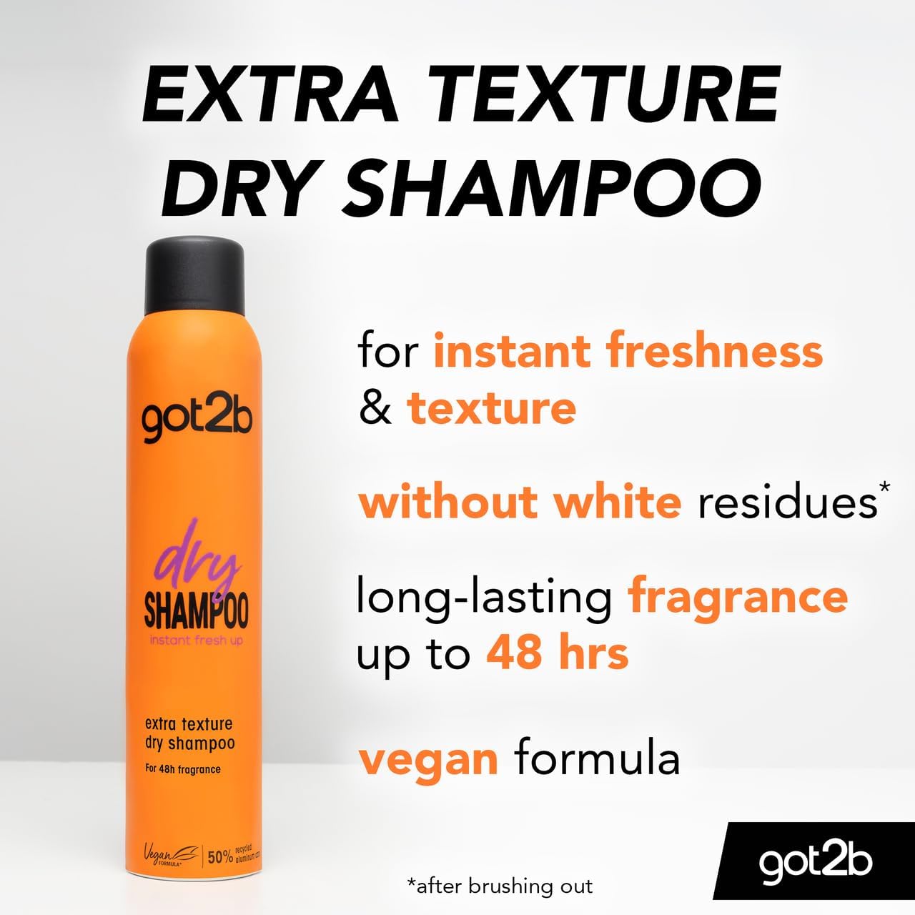 got2b Fresh It Up, No Rinse Spray to Refresh Hair in Between Washes, No White Residue, Dry Shampoo, Extra Texture 200ml
