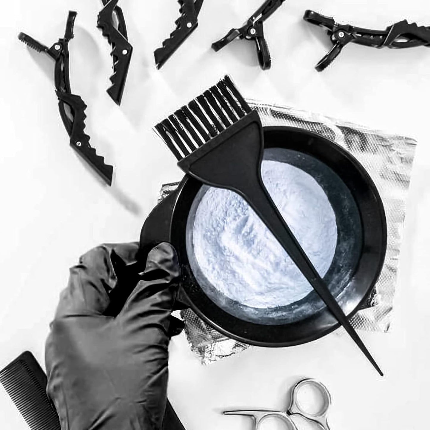 18 Pcs Tools for Hair Colouring Kit, Hair Dying Tools Kit, DIY Beauty Salon Hair Bleaching Tools Kit, Hair Dye Bowl and Brush Kit, including Mixing Bowl, Ear Cover, Hair Shawl, Gloves, Hair Clips