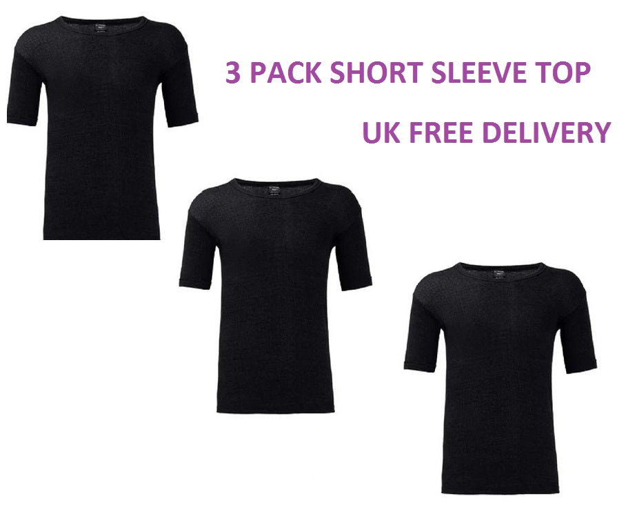 Pack of 3 Mens Brushed Thermal Short Sleeve T-Shirts for Cold Weather S-XXL