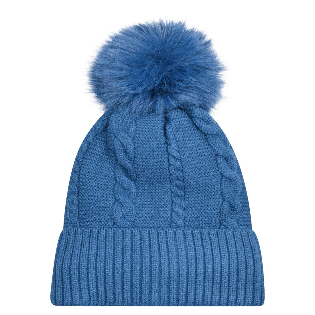 Beanie Classic Cable Knit Pompom Hat with Luxury Fur Lining
