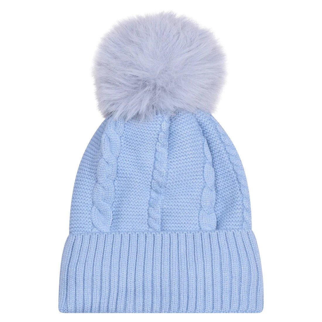 Beanie Classic Cable Knit Pompom Hat with Luxury Fur Lining