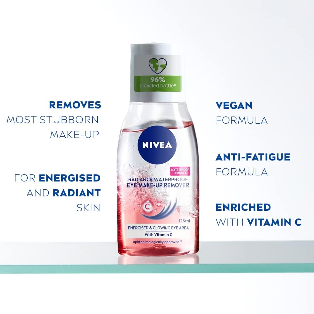 NIVEA Waterproof Eye Make Up Remover Radiance 125ml,with Vitamin C