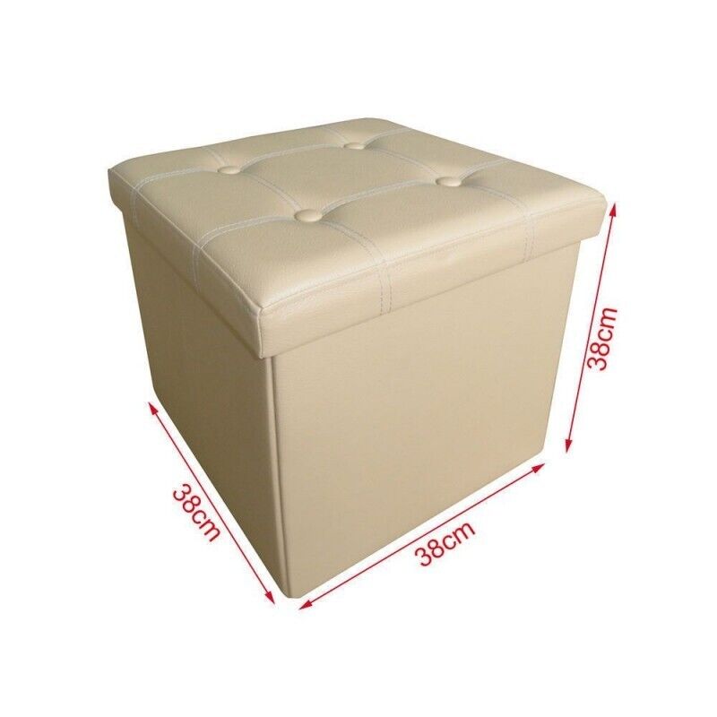 Folding stool with storage space,supported weight 150 kg,38X38X38 cm,TB75 Beige