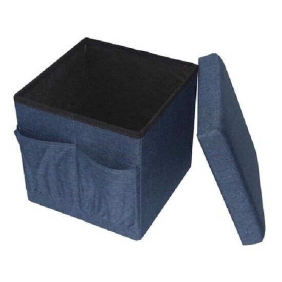 Folding stool with storage space,supported weight 150 kg,38X38X38 cm,TB59 NAVY