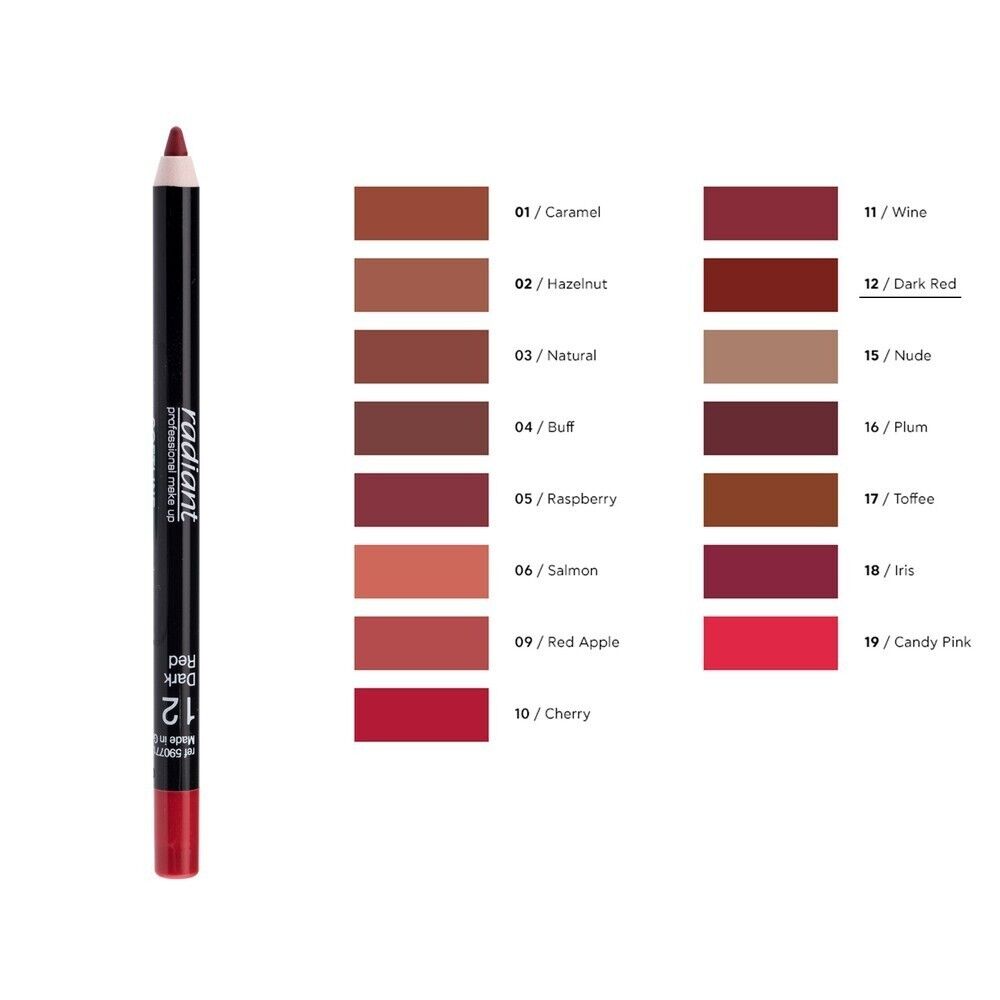 Radiant Softline Waterproof Lip Pencil,12 DARK RED, 1.2g,by luxeemporium