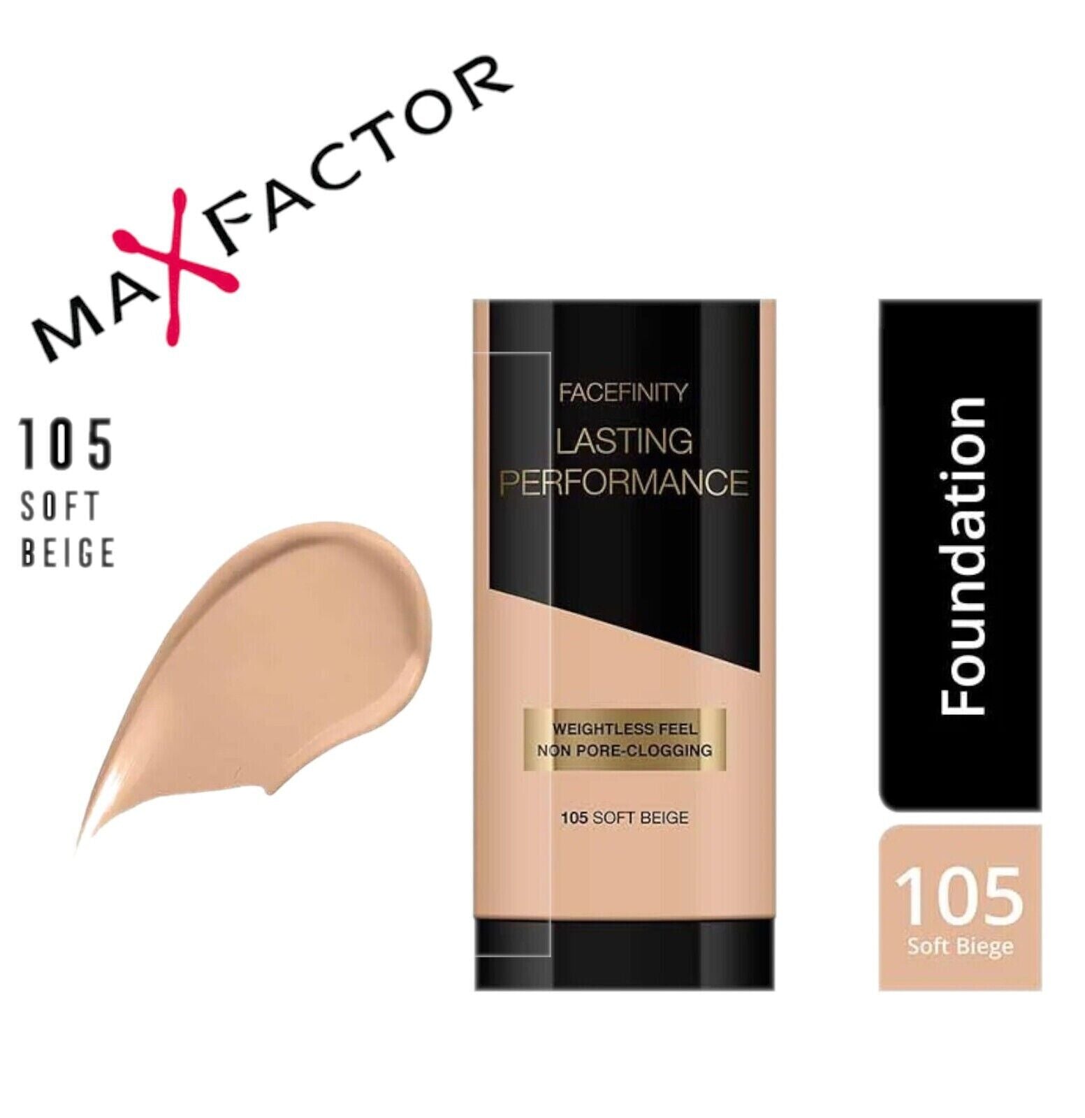 Max Factor Lasting Performance Foundation, 35ml, No.105, Soft Beige,Genuine Prod