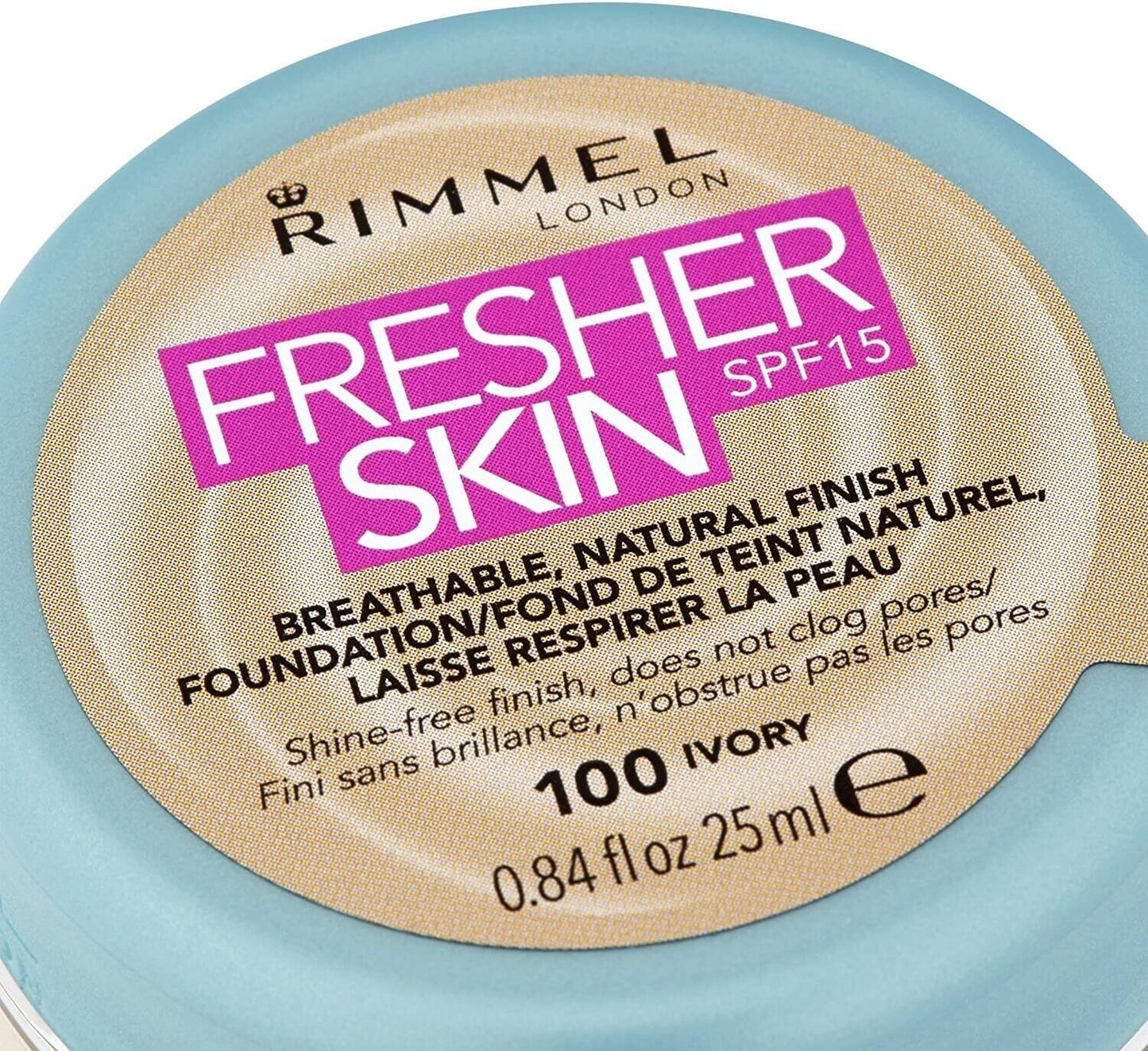 Rimmel London Fresher Skin Foundation,100 Ivory,SPF 15,25 ML,by luxeemporium