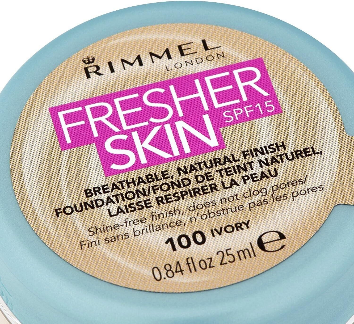 Rimmel London Fresher Skin Foundation,100 Ivory,SPF 15,25 ML,by luxeemporium