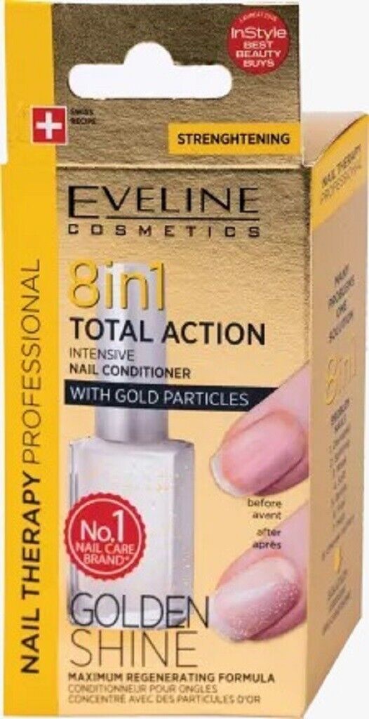 Eveline Nail Therapy Total Action8in1 Golden Shine Nail Conditioner 12 ml