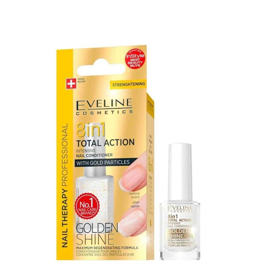 Eveline Nail Therapy Total Action8in1 Golden Shine Nail Conditioner 12 ml