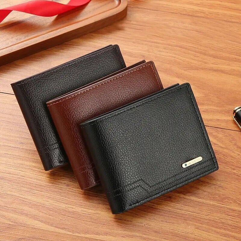 Men's PU Leather Short Wallet Multiple Card Slots Purse Large Capacity Card Hold