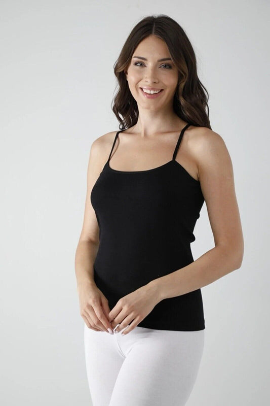 Vivaldi Lycra Rope Strap Undershirt,Code 310,Size M,Black