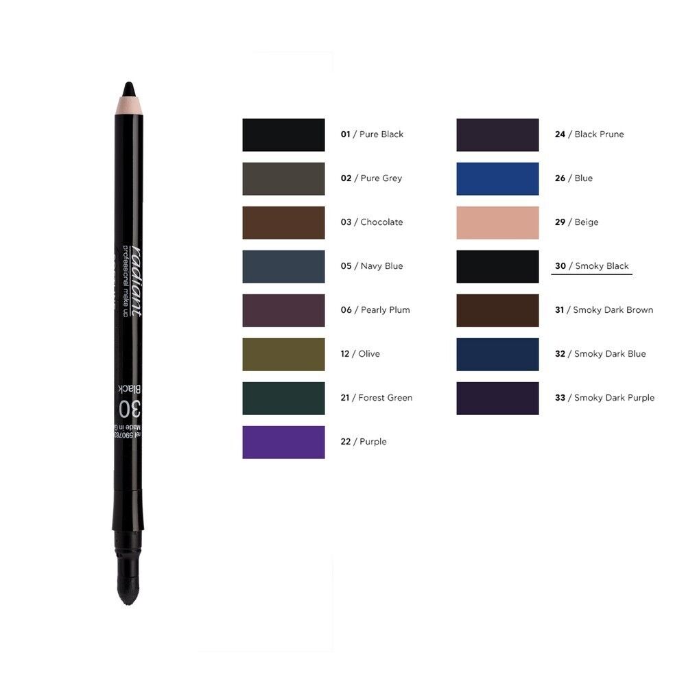 Radiant Softline Waterproof Eye Pencil with Smudging Tool,30 SMOKY BLACK,Free 🚚