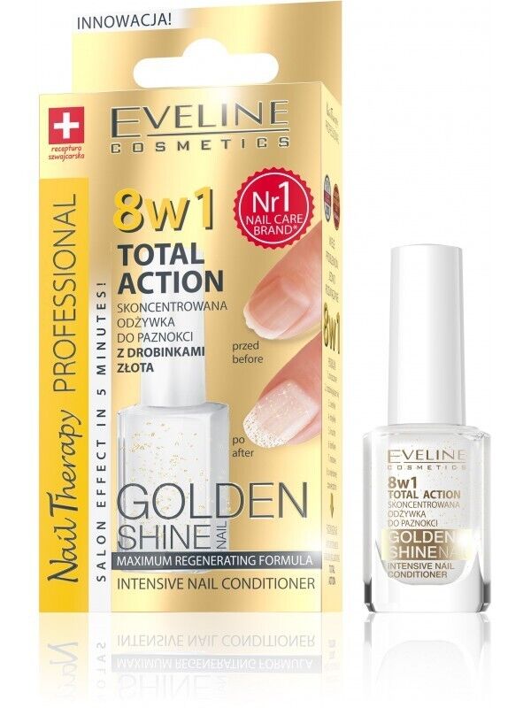 Eveline Nail Therapy Total Action8in1 Golden Shine Nail Conditioner 12 ml