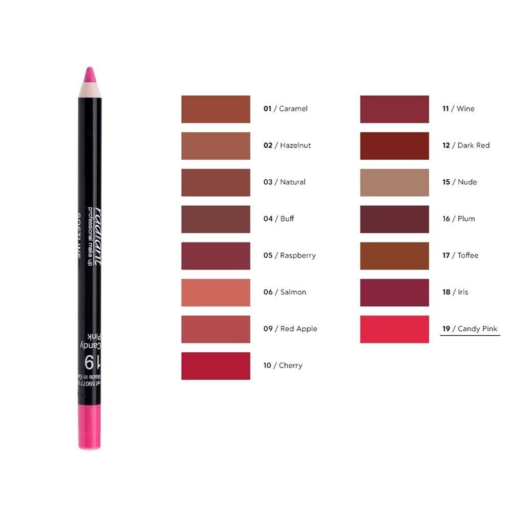 Radiant Softline Waterproof Lip Pencil,19 CANDY PINK, 1.2g,Free Delivery 🚚