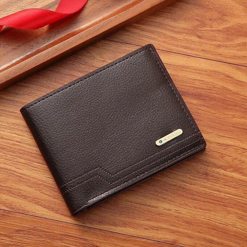 Men's PU Leather Short Wallet Multiple Card Slots Purse Large Capacity Card Hold