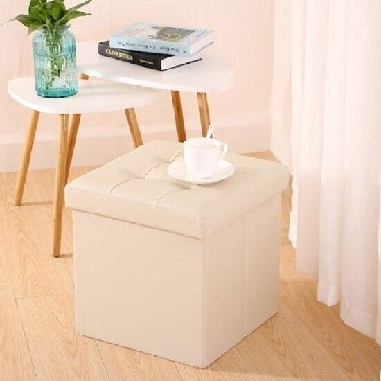 Folding stool with storage space,supported weight 150 kg,38X38X38 cm,TB58 Beige