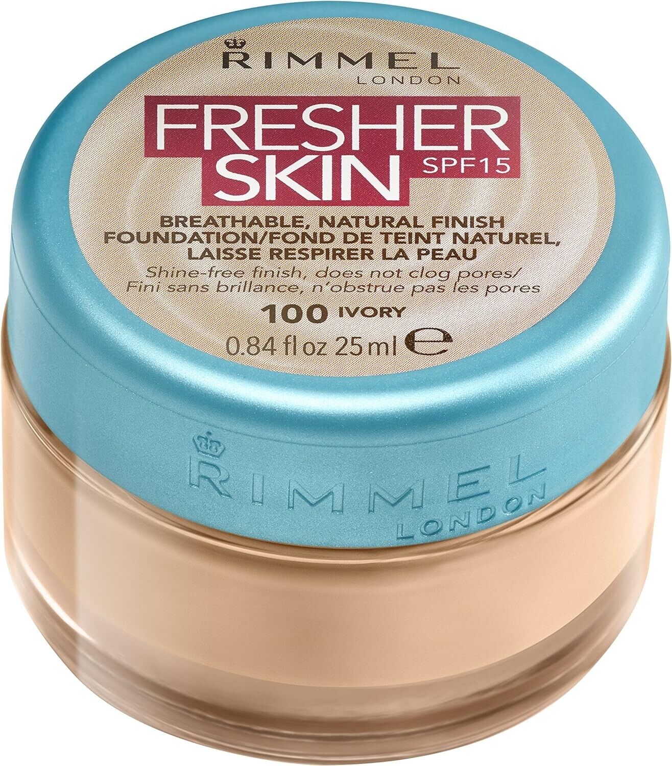 Rimmel London Fresher Skin Foundation,100 Ivory,SPF 15,25 ML,by luxeemporium