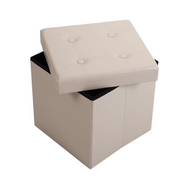 Folding stool with storage space,supported weight 150 kg,38X38X38 cm,TB75 Beige