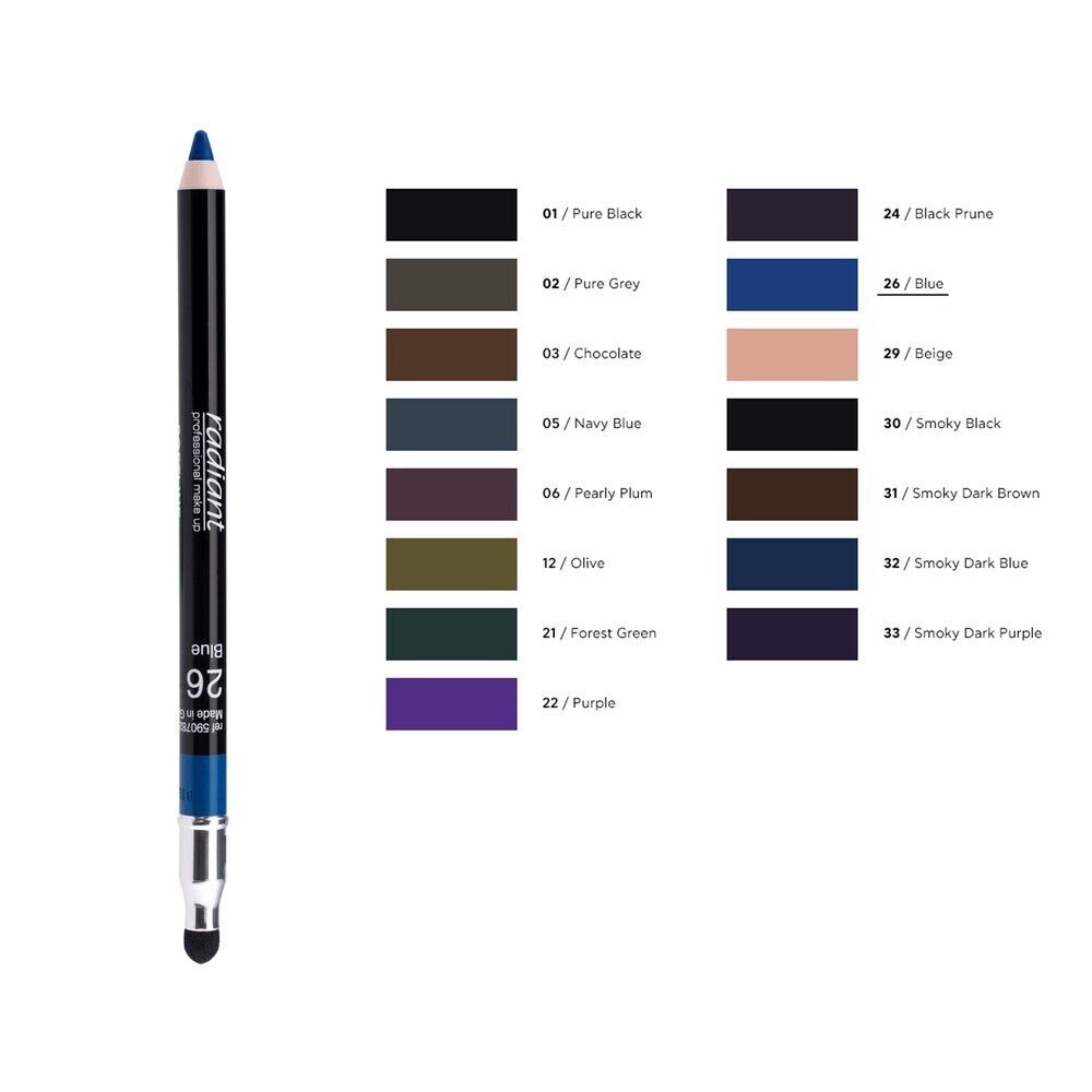 Radiant Softline Waterproof Eye Pencil with Smudging Tool,26 BLUE,Free 🚚