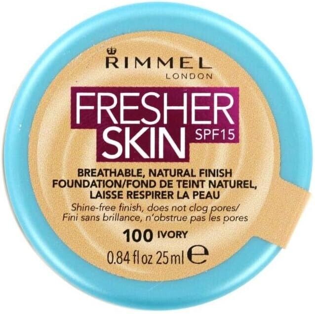 Rimmel London Fresher Skin Foundation,100 Ivory,SPF 15,25 ML,by luxeemporium