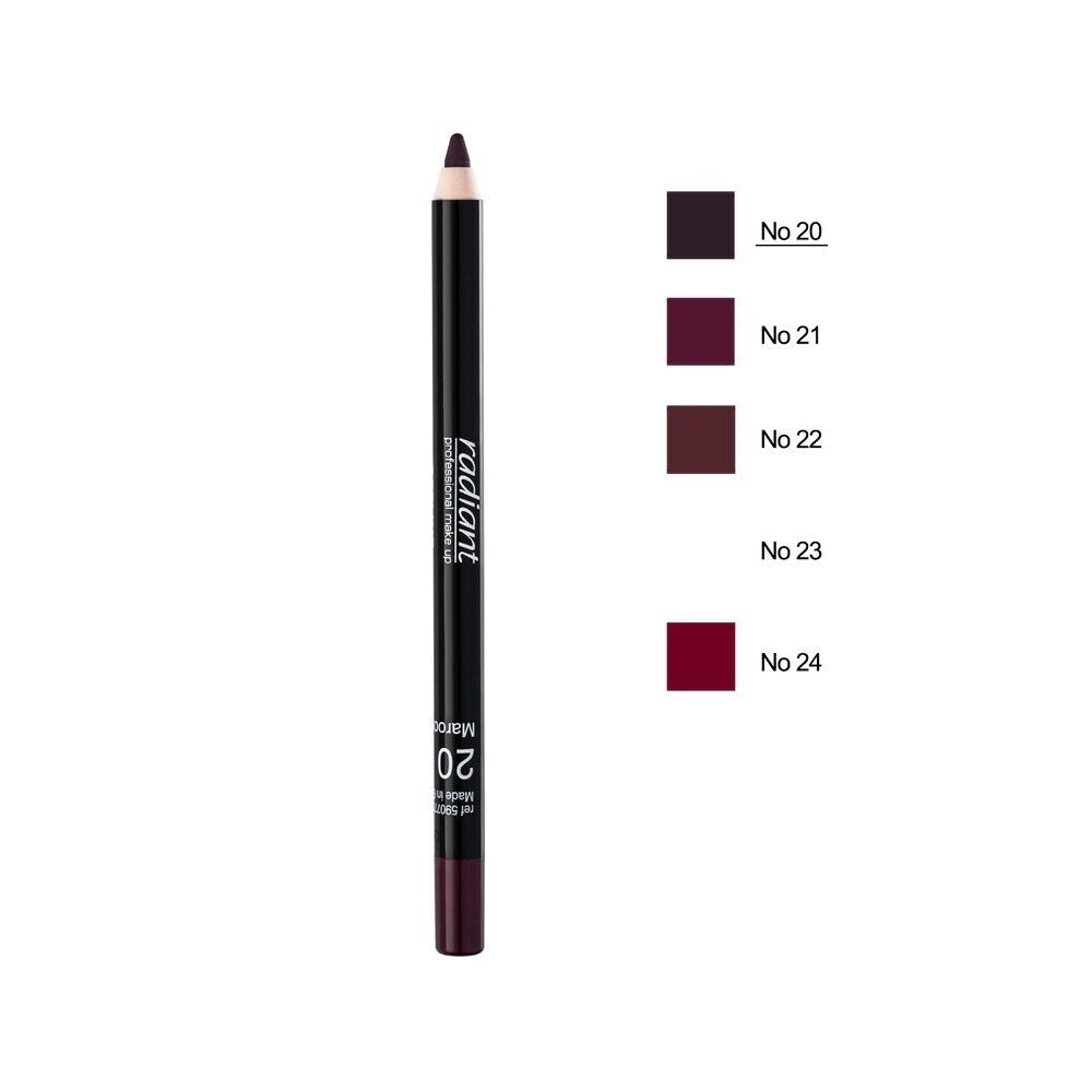 Radiant Softline Waterproof Lip Pencil,20 Maroon, 1.2g,by luxeemporium