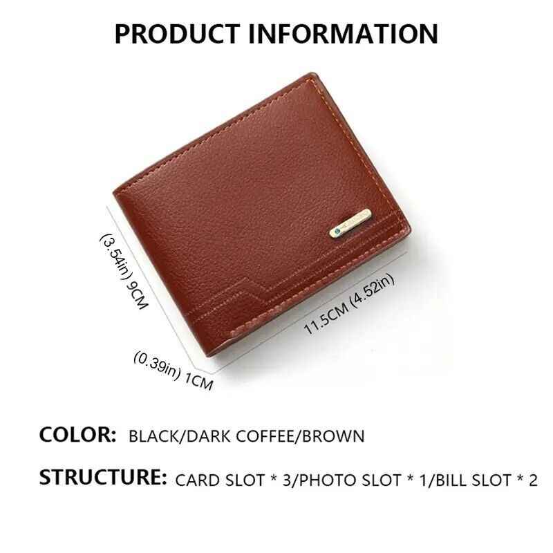 Men's PU Leather Short Wallet Multiple Card Slots Purse Large Capacity Card Hold