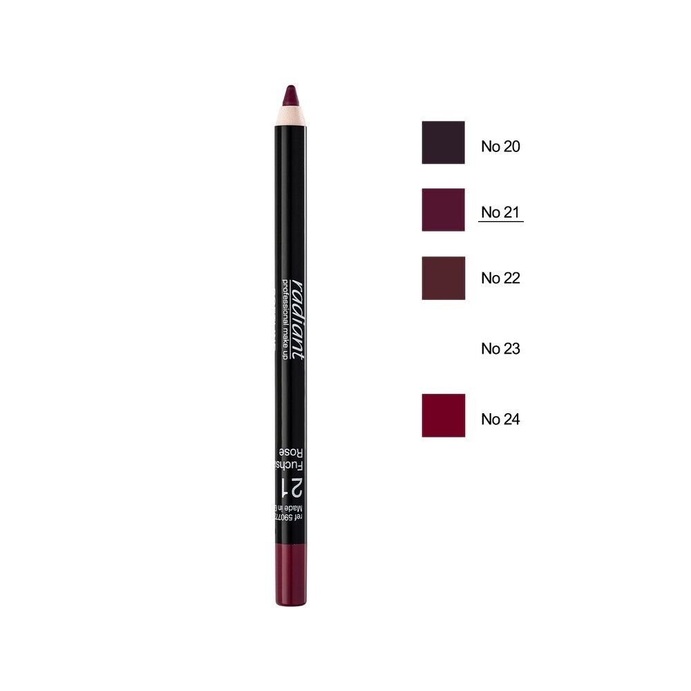 Radiant Softline Waterproof Lip Pencil,21 Fuchia Rose, 1.2g,by luxeemporium