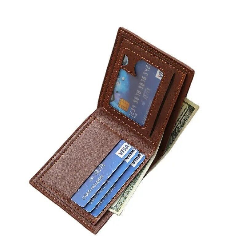 Men's PU Leather Short Wallet Multiple Card Slots Purse Large Capacity Card Hold