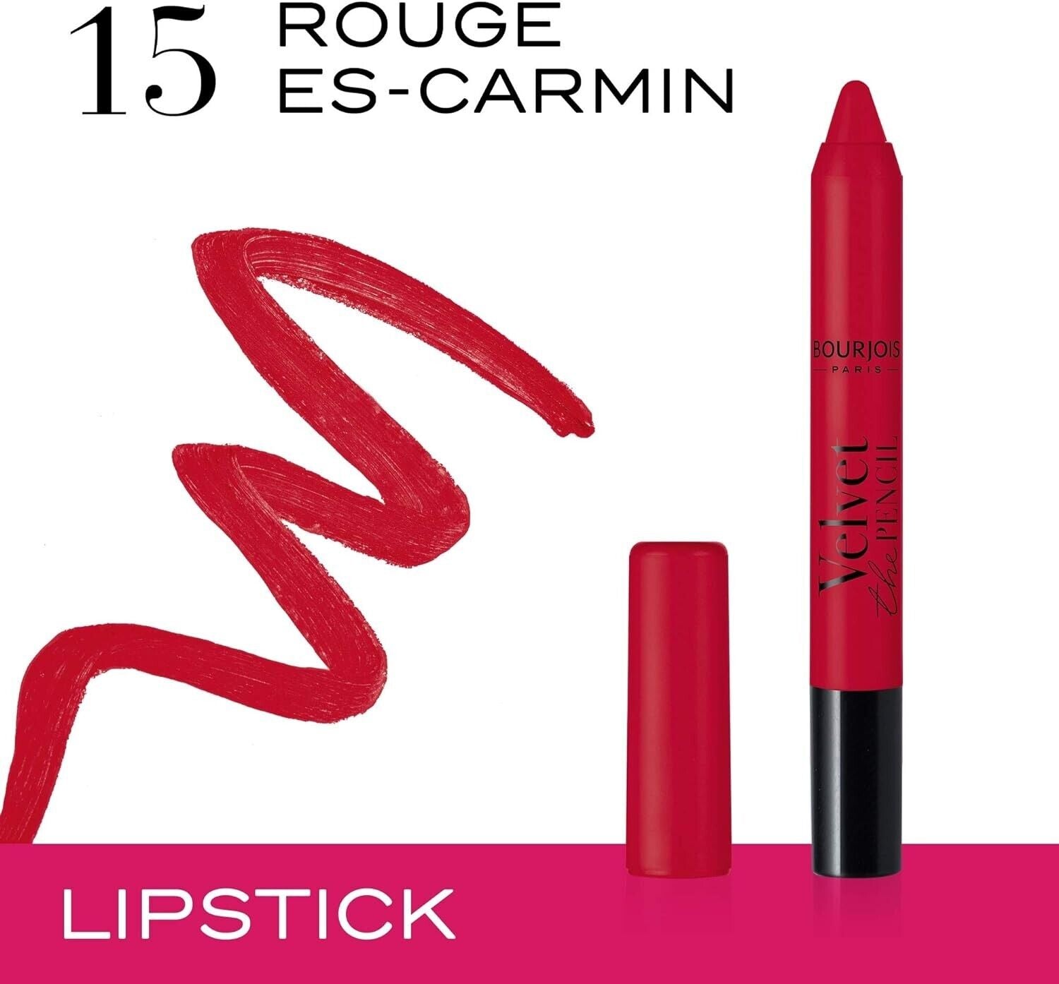 Bourjois Paris Velvet The Pencil Lipstick 15 Rouge Es-carmin,3 g