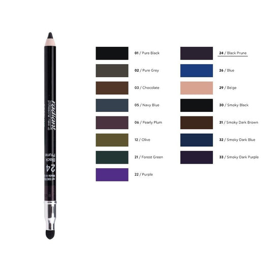 Radiant Softline Waterproof Eye Pencil with Smudging Tool,24 Black Prune