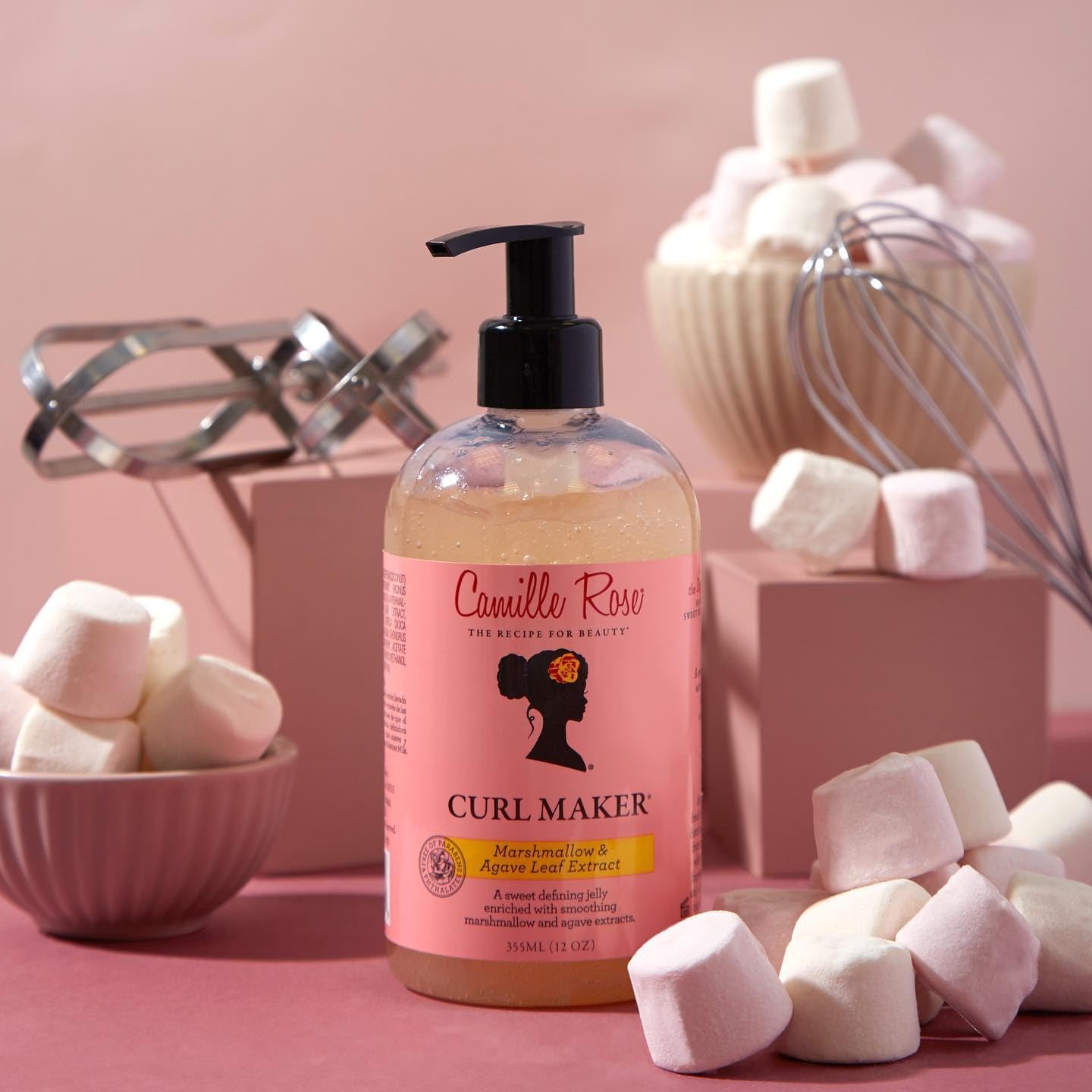 Camille Rose Curl Maker& Hair Defining Jelly,Marshmallow&Agave Leaf Extract,355ml