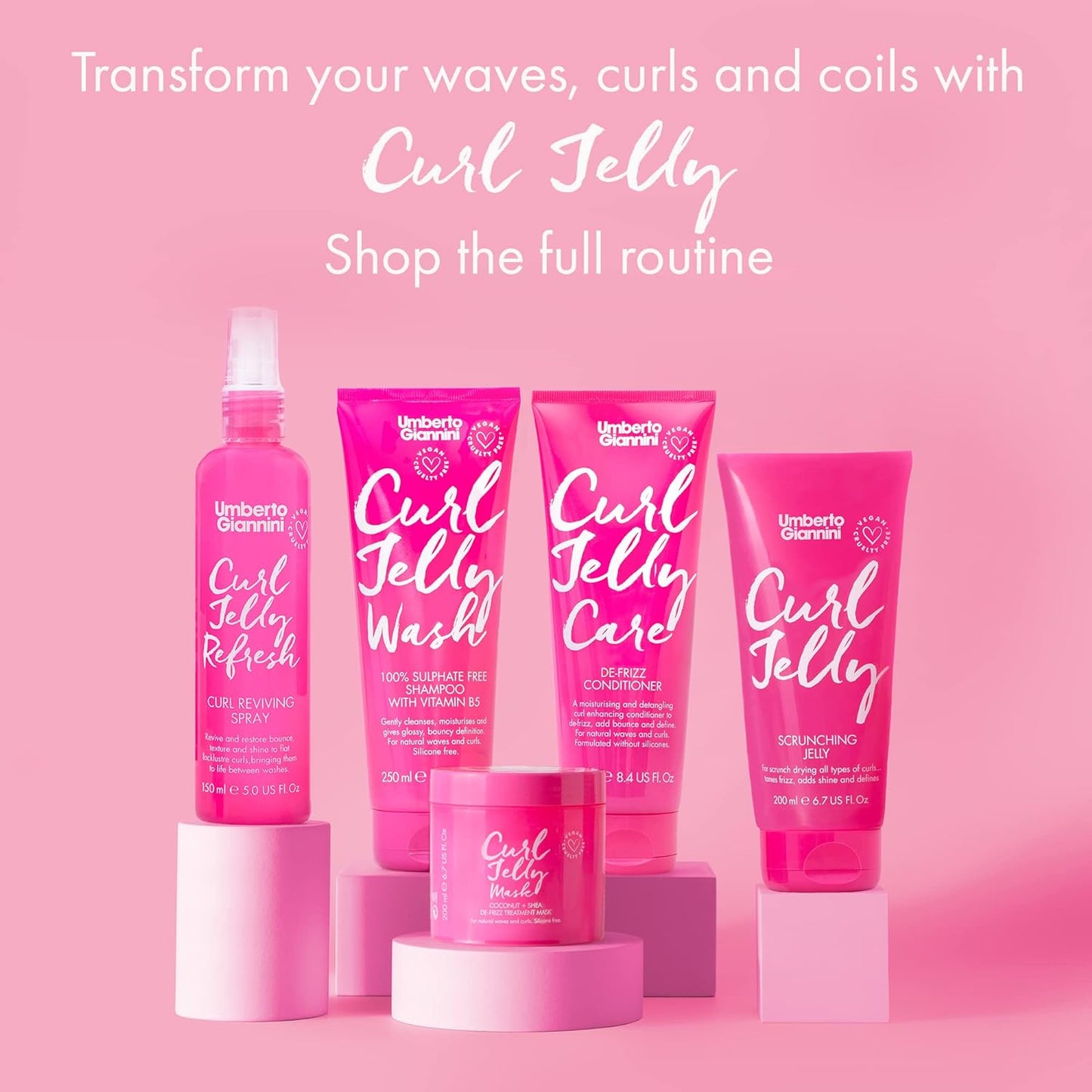 Umberto Giannini Curl Jelly Scrunching Jelly 200ml - Frizz Solution Defining Hair Gel for 2a-4c Curly, Wavy, Coily Hair - Vegan & Cruelty-Free