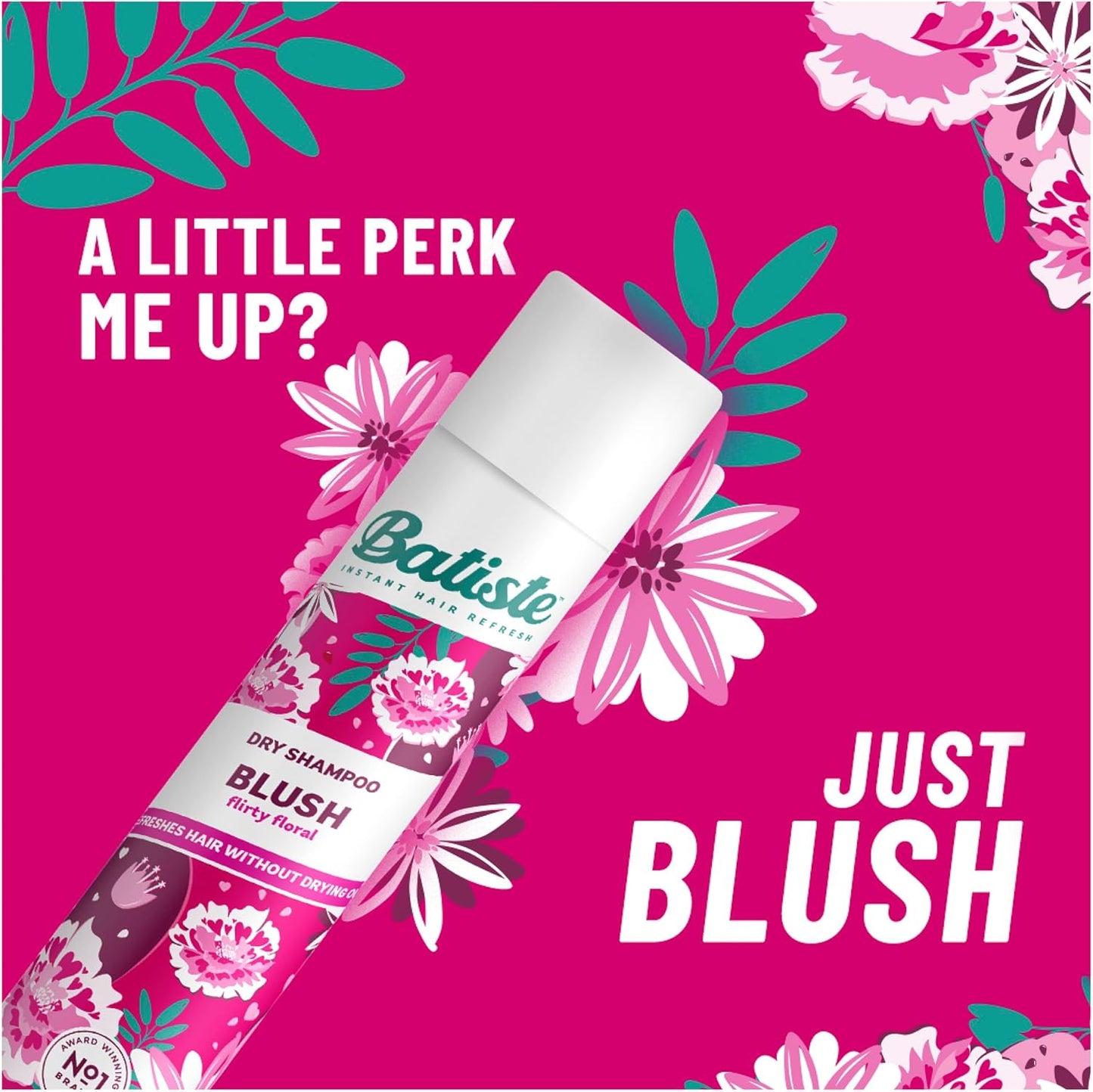 Batiste Dry Shampoo in Blush 200ml,Floral&Flirty Fragrance,No Rinse Spray