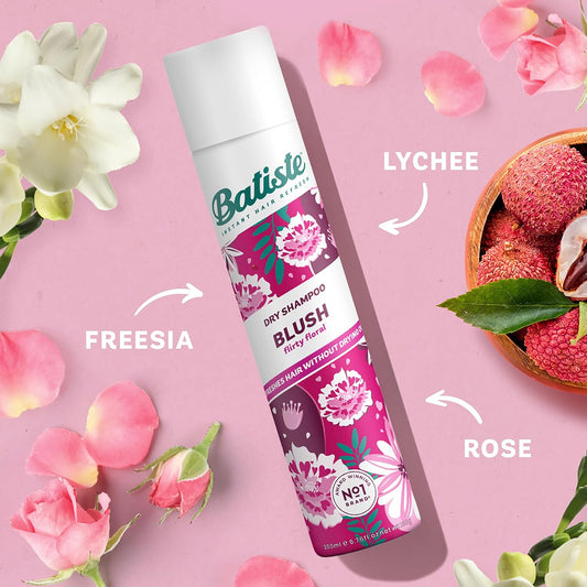 Batiste Dry Shampoo in Blush 200ml,Floral&Flirty Fragrance,No Rinse Spray