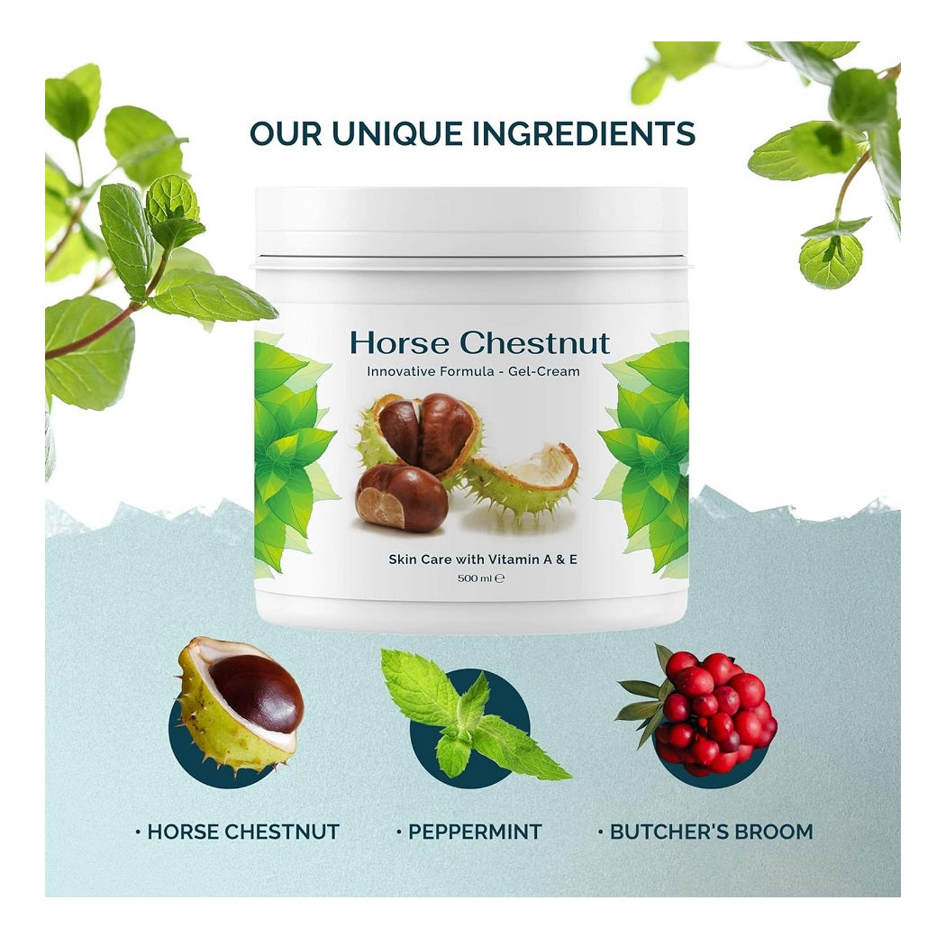 Horse Chestnut Gel Cream,Varicose Veins,Relaxing,Cooling,Soothing by Hunca Care