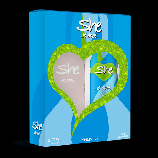 She Is COOL Perfume 50ml+Deodorant 150ml Gift Set by Hunca