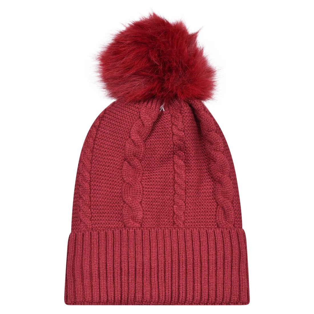 Beanie Classic Cable Knit Pompom Hat with Luxury Fur Lining