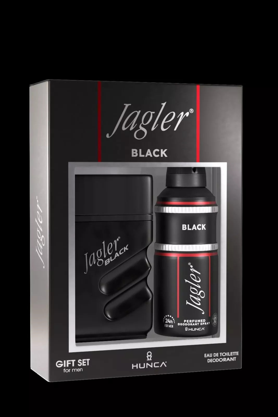 Jagler Black Eau De Toilette For Men,Set Perfume and Deo,90 ml,by Hunca