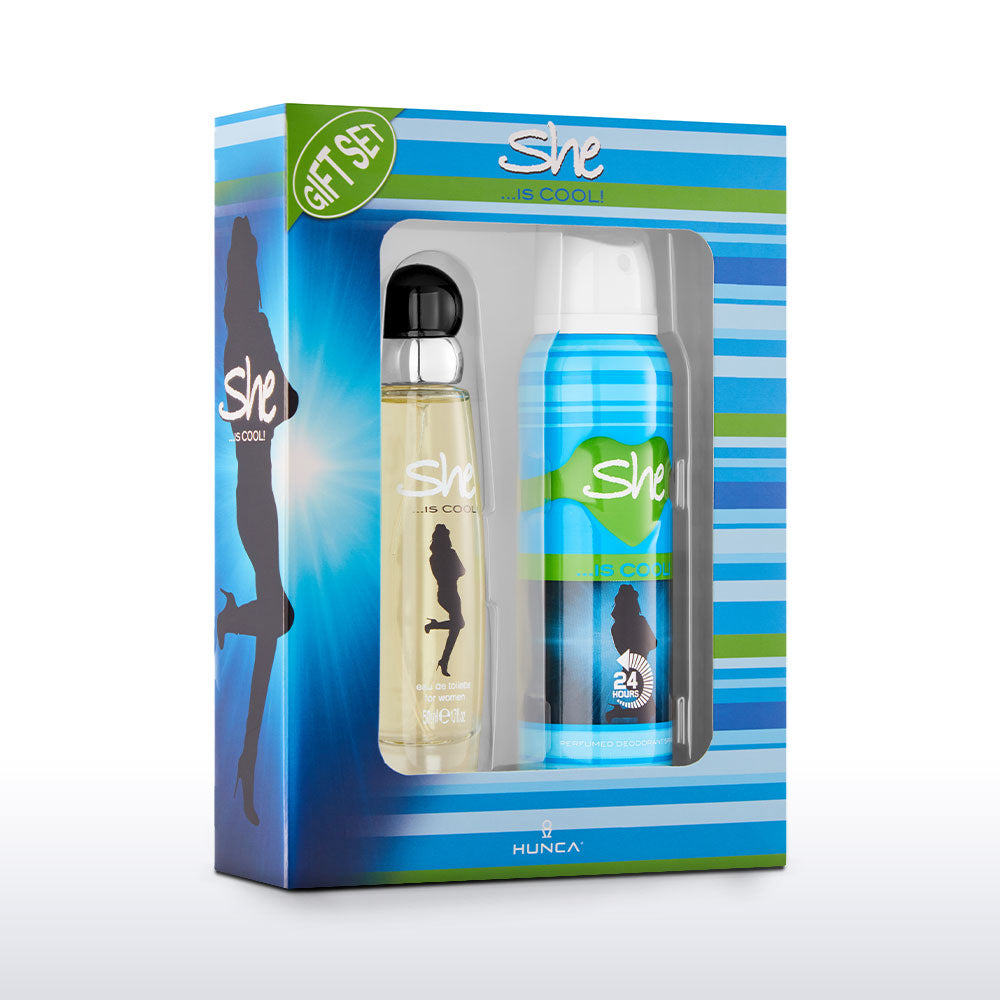 She Is COOL Perfume 50ml+Deodorant 150ml Gift Set by Hunca